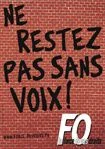 Affiche syndicale FO appelant à voter pour la défense des droits.