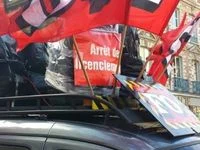 Militants FO Ille-et-Vilaine manifestant contre les plans sociaux et licenciements.