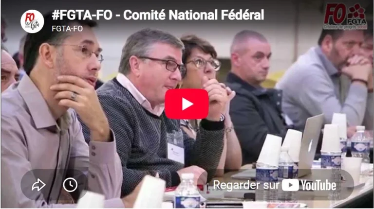Capture d'écran de la vidéo du Comité National Fédéral FGTA-FO.