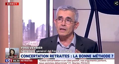 Yves Veyrier, Secrétaire Général FO, interviewé sur LCI.