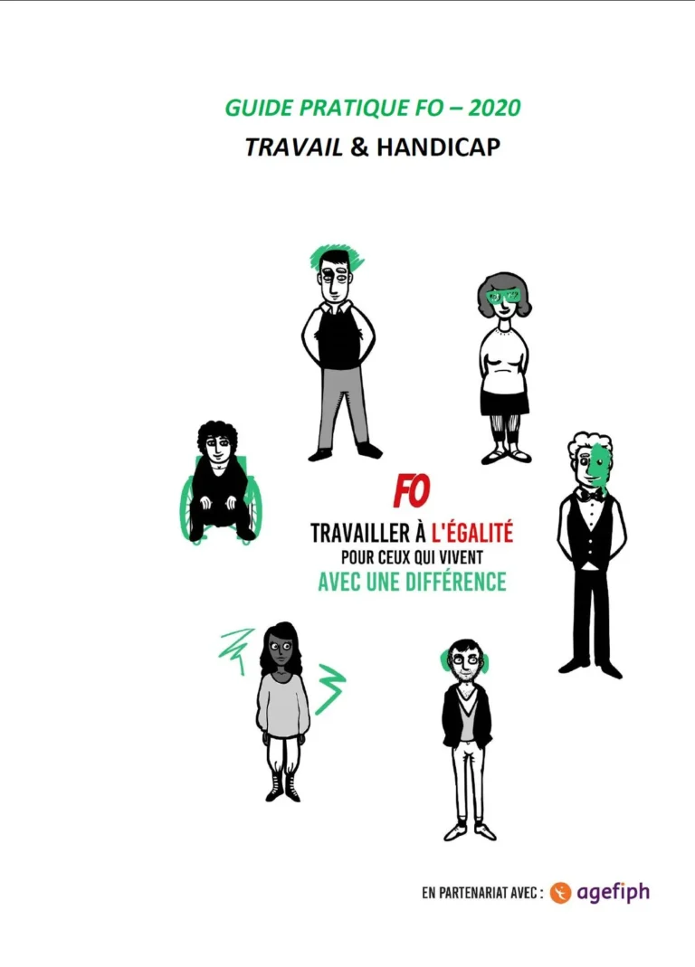 Couverture du guide pratique FO 2020 sur le handicap au travail.