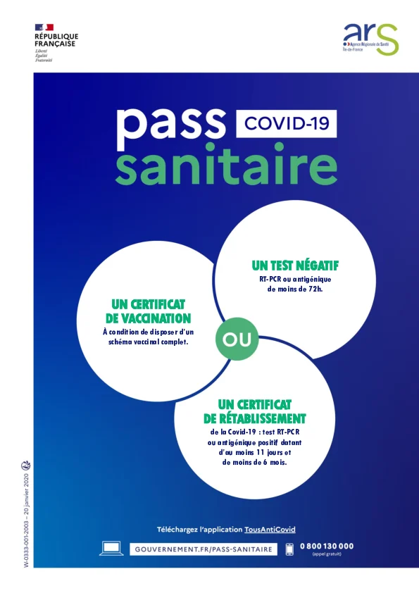 Affiche syndicale FGTA-FO informant sur le pass sanitaire.
