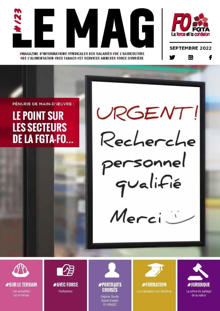 Couverture du magazine FO n°123 de septembre 2022