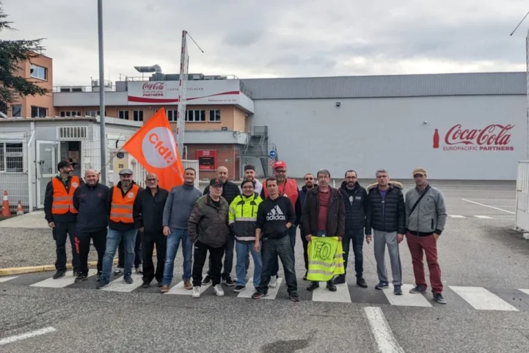 Manifestation des salariés FO Coca-Cola Castanet-Tolosan pour les salaires 2022.