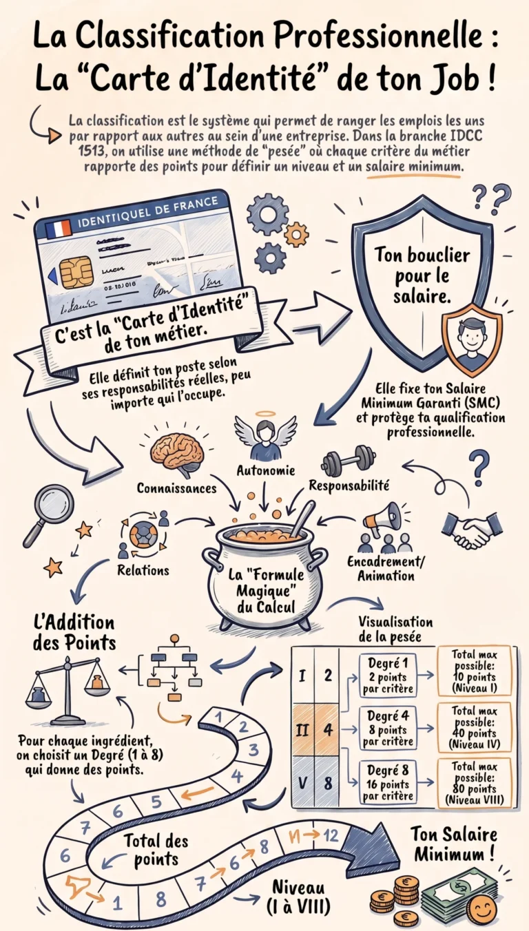 Infographie FGTA-FO expliquant la classification de branche aux salariés CCEP France.