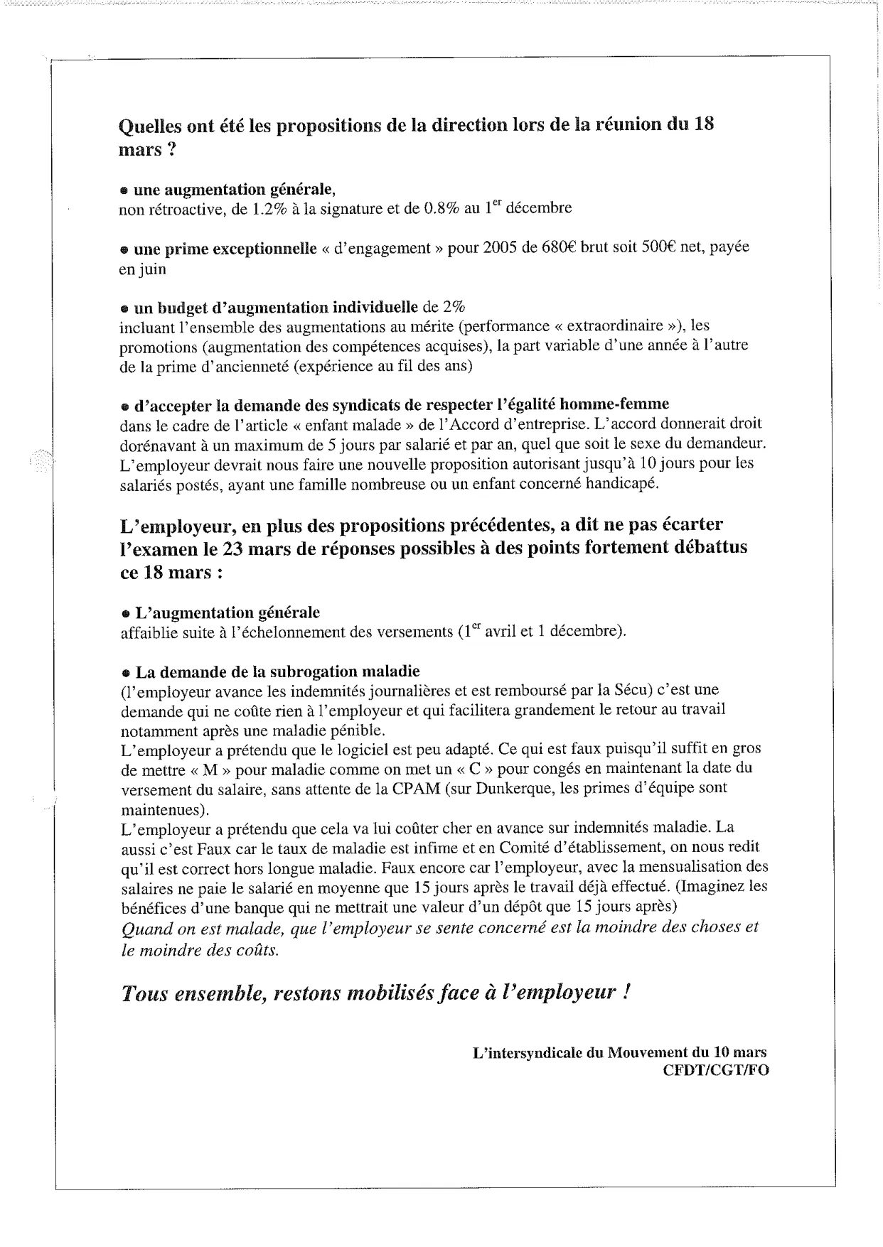 NAO 2005 : La mobilisation continue chez Coca-Cola Entreprise !