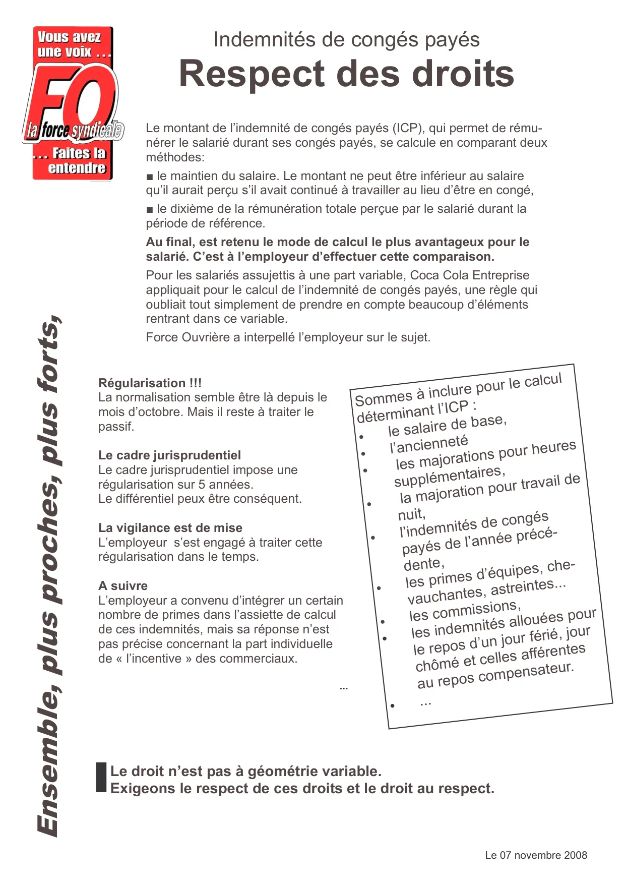 Mobilisation salariale : Force Ouvrière à vos côtés