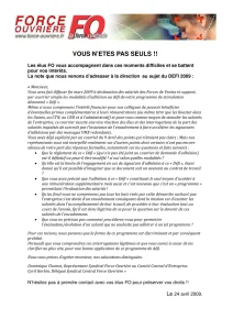 FO interpelle la direction sur le Défi 2009