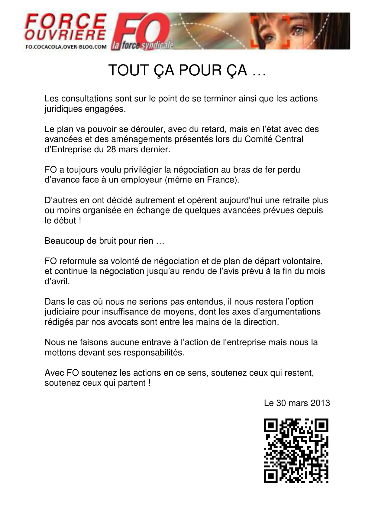 Restructuration : FO privilégie la négociation