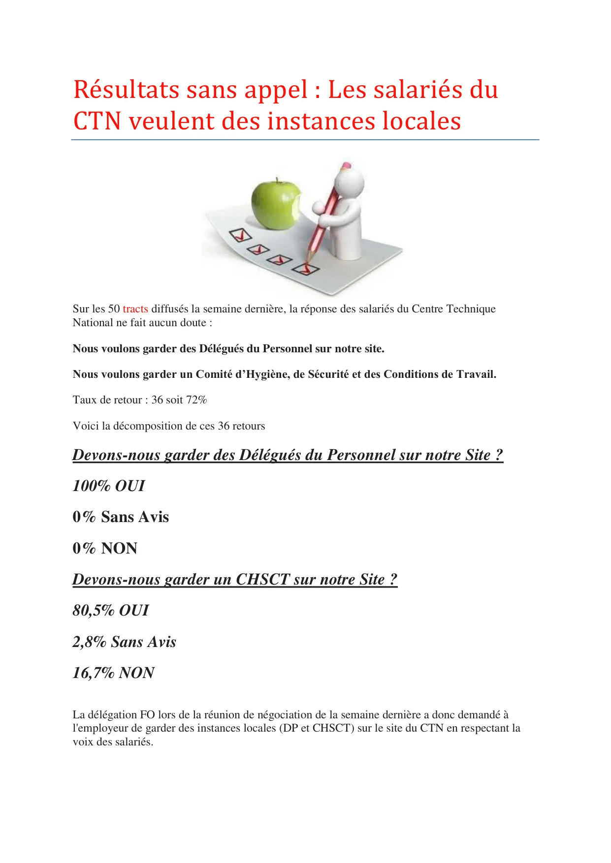 Maintien des instances locales au CTN : La voix des salariés FO entendue !