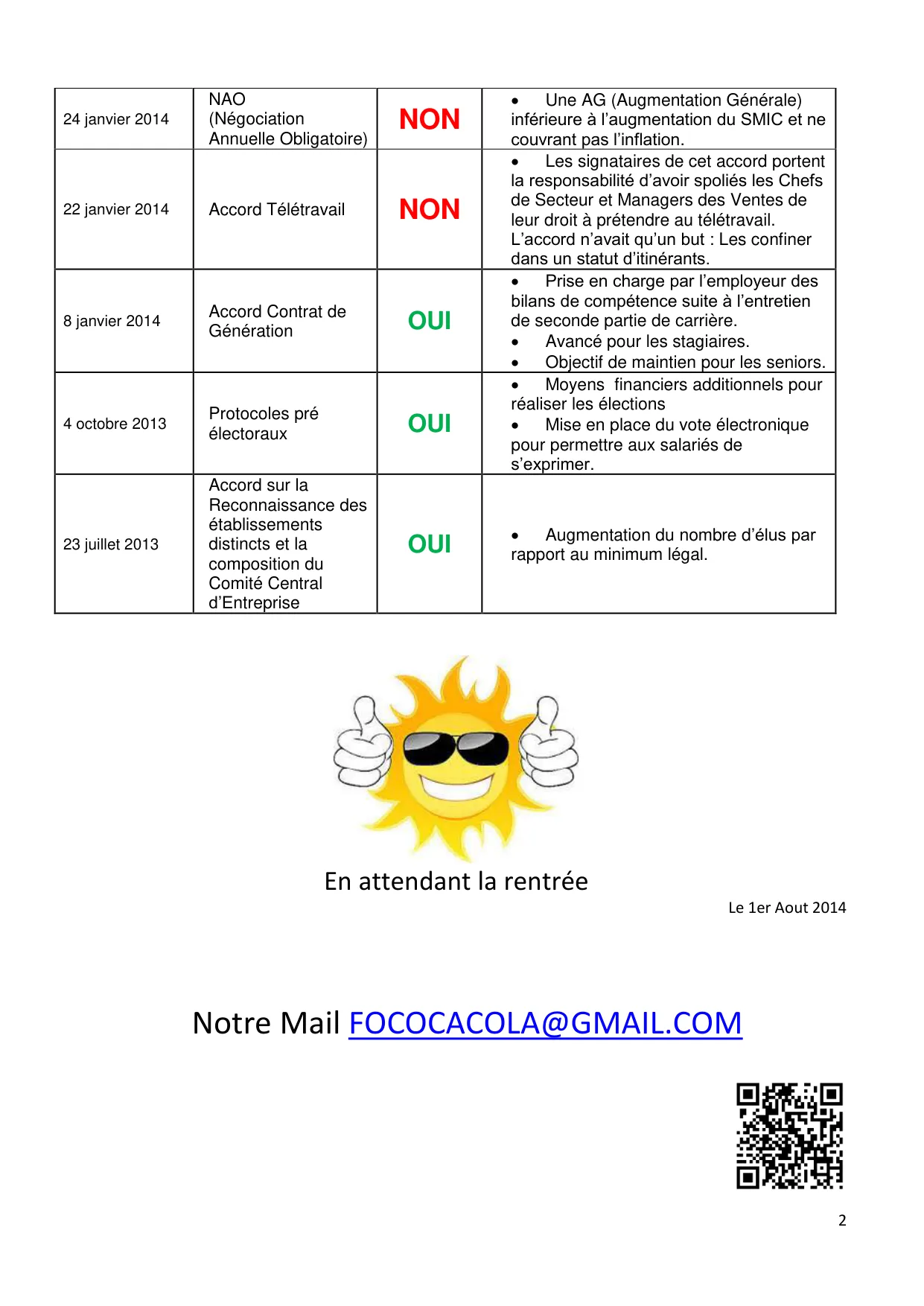 FO : Bilan des accords et actions syndicales