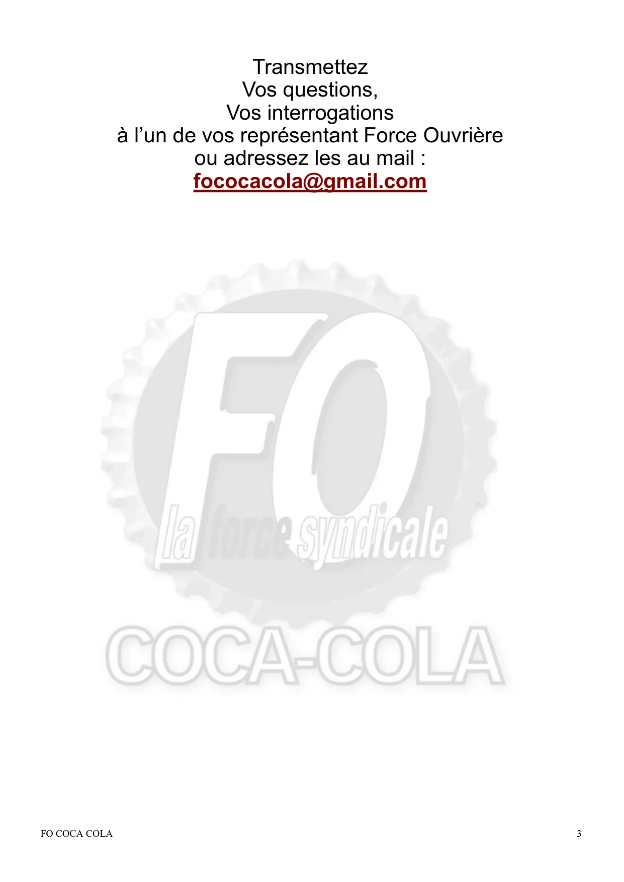 Restructurations chez Coca-Cola : L&rsquo;UITA-EFFAT informe