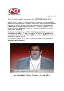 Rencontre FO Secteur BRSA : Nouvelles perspectives