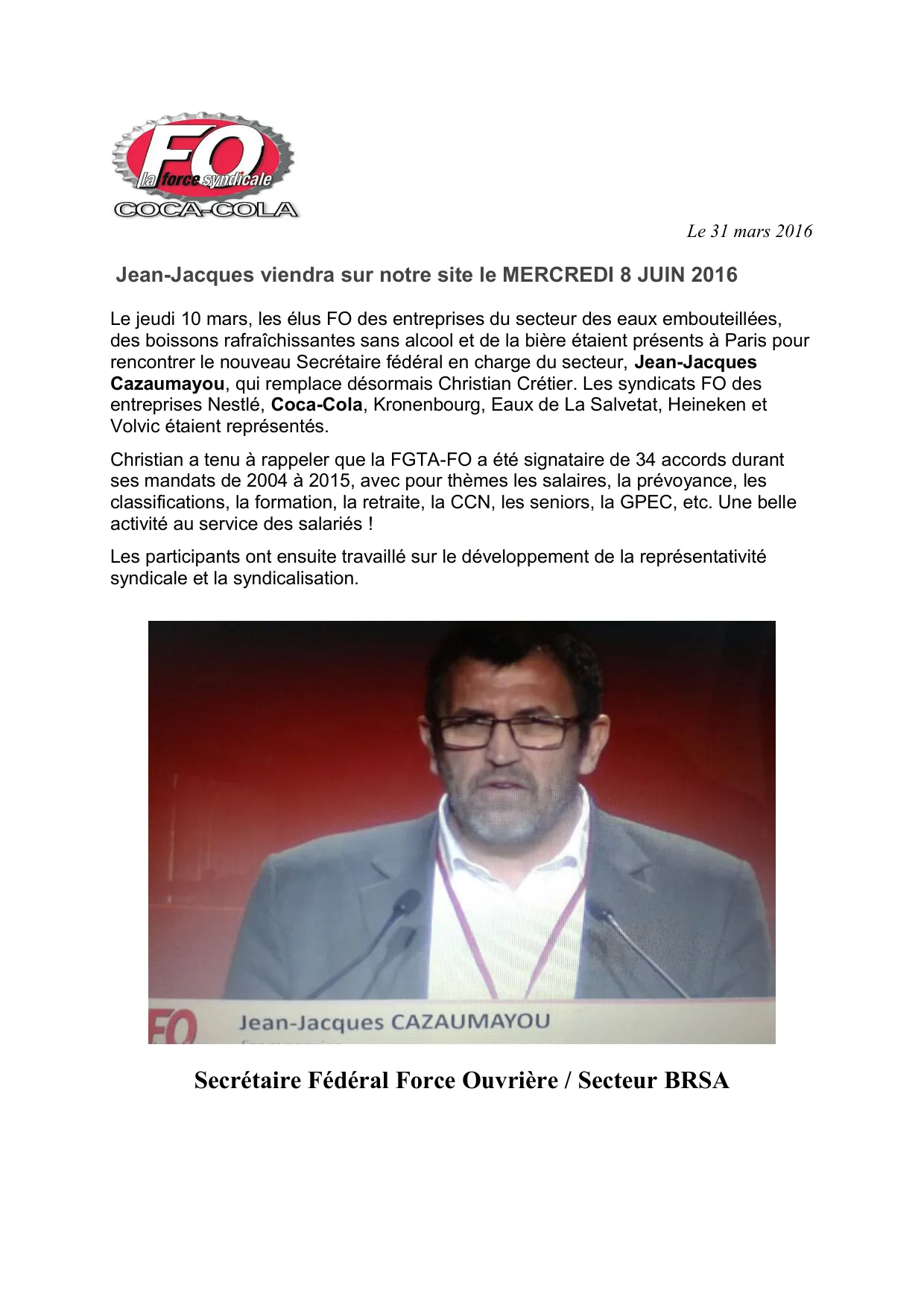 Rencontre FO Secteur BRSA : Nouvelles perspectives