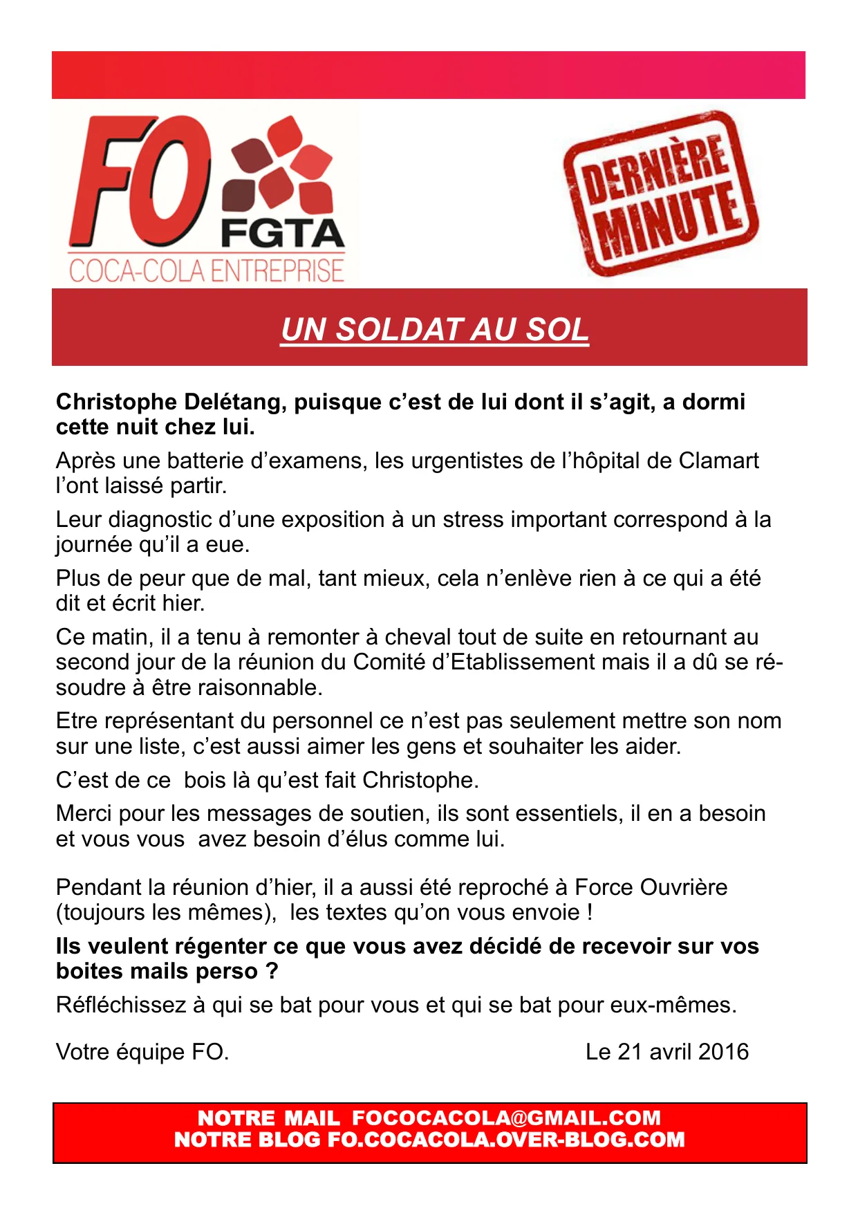 Soutien à Christophe Delétang et défense du droit à l&rsquo;information
