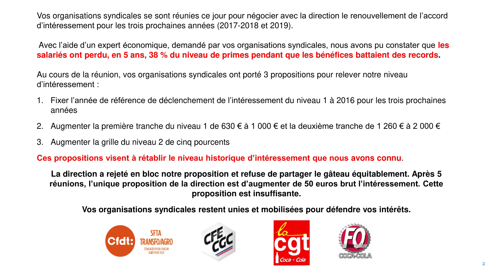 Intéressement CCEP : Quand l&rsquo;entreprise gagne, les salariés perdent !
