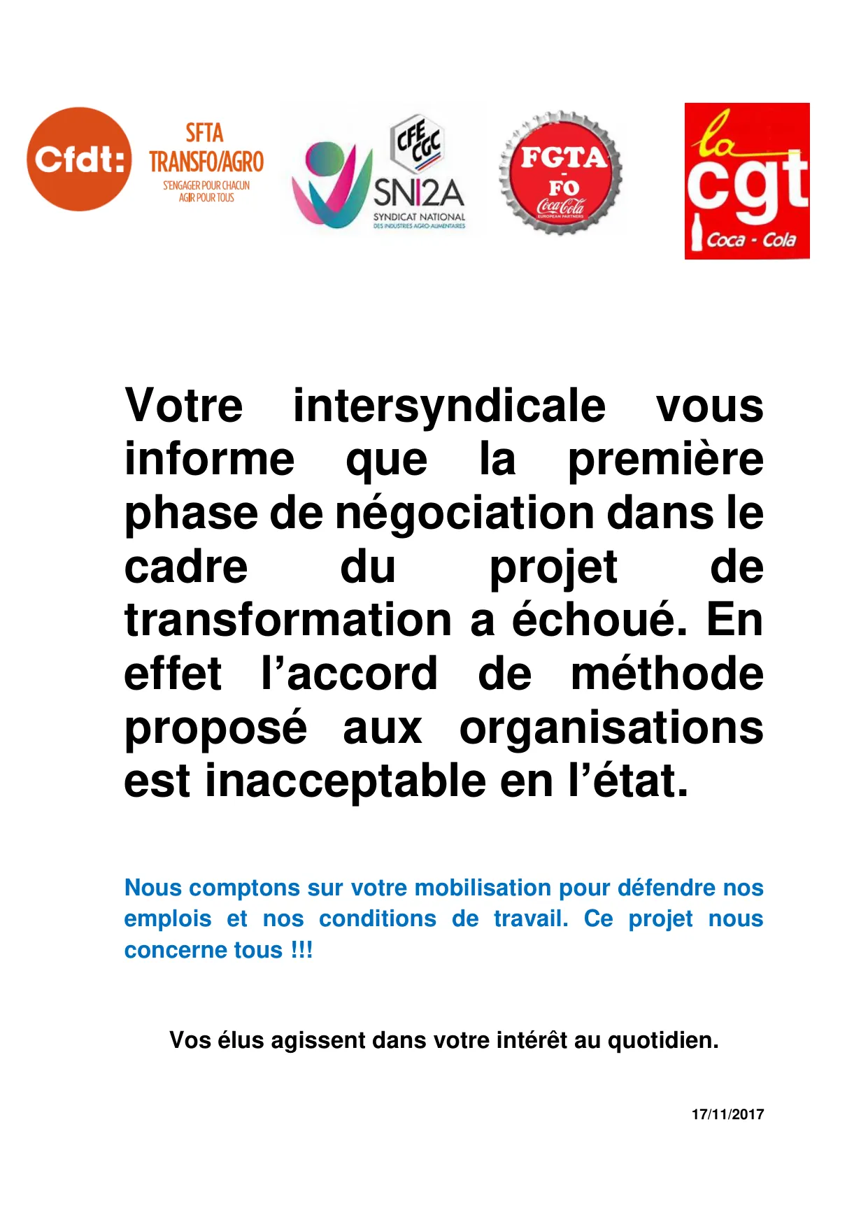 Échec des négociations : Mobilisation pour l’emploi !