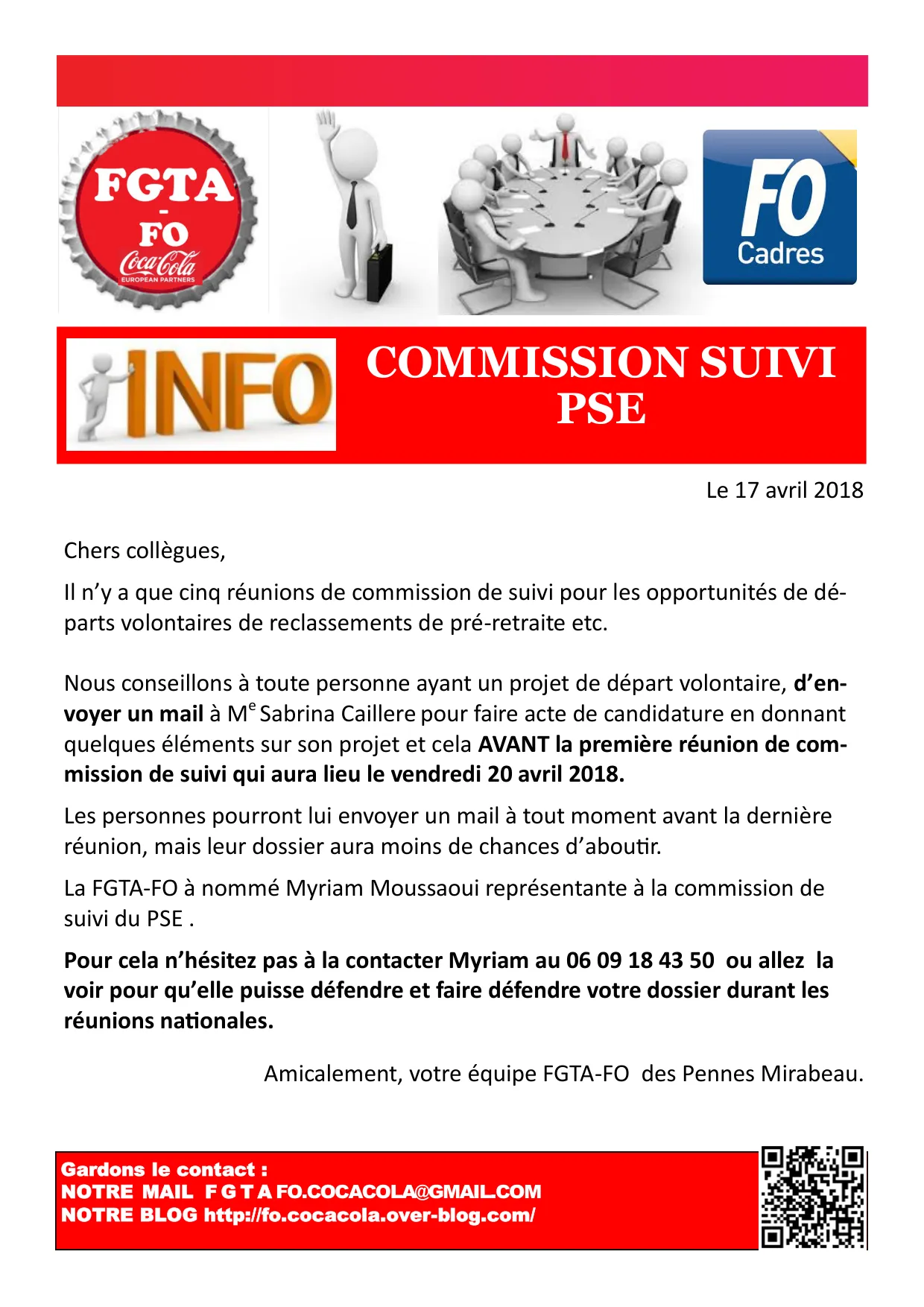 Commission de suivi PSE : Candidatures départs volontaires
