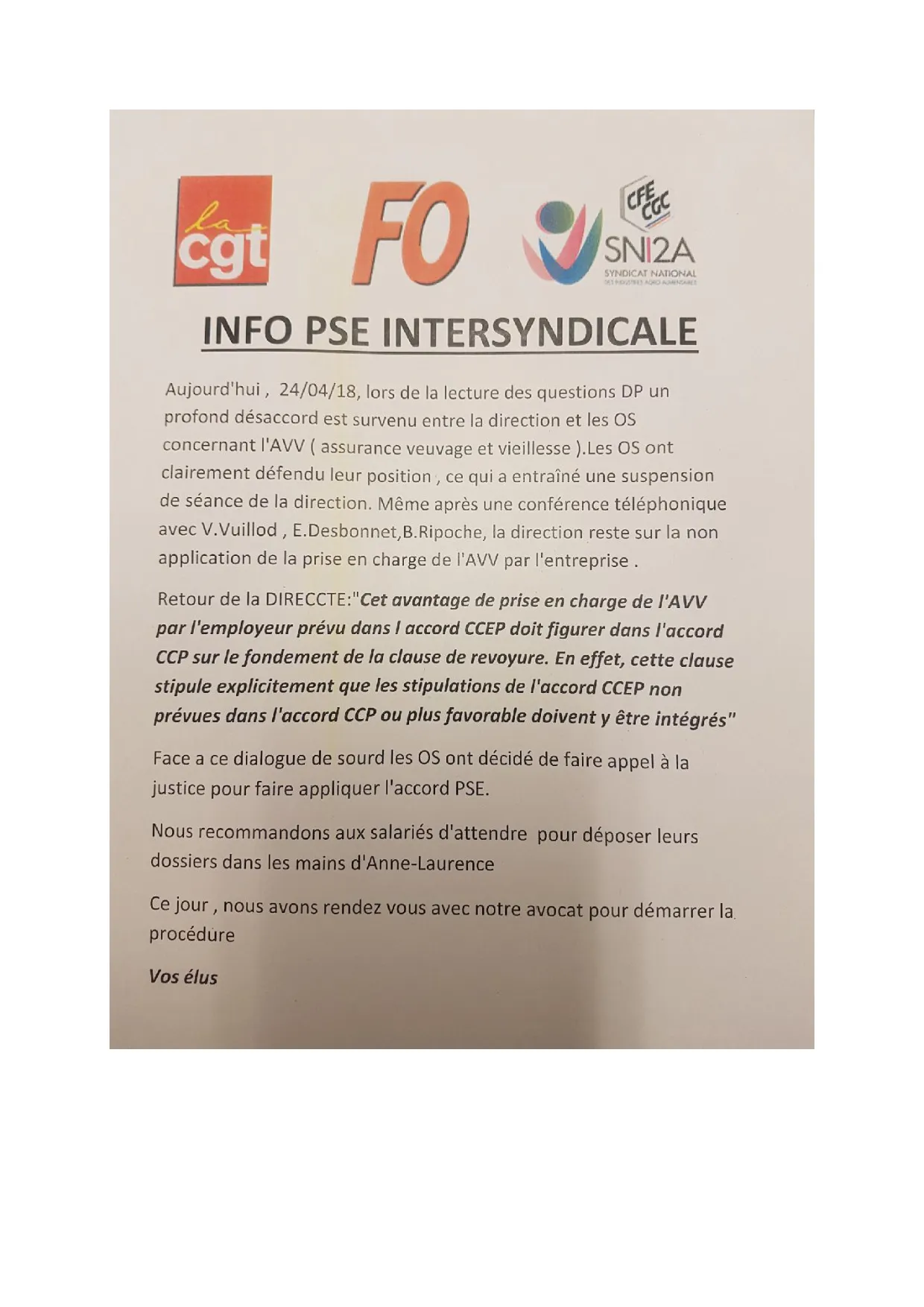 Désaccord sur l&rsquo;AVV : L&rsquo;intersyndicale réagit !