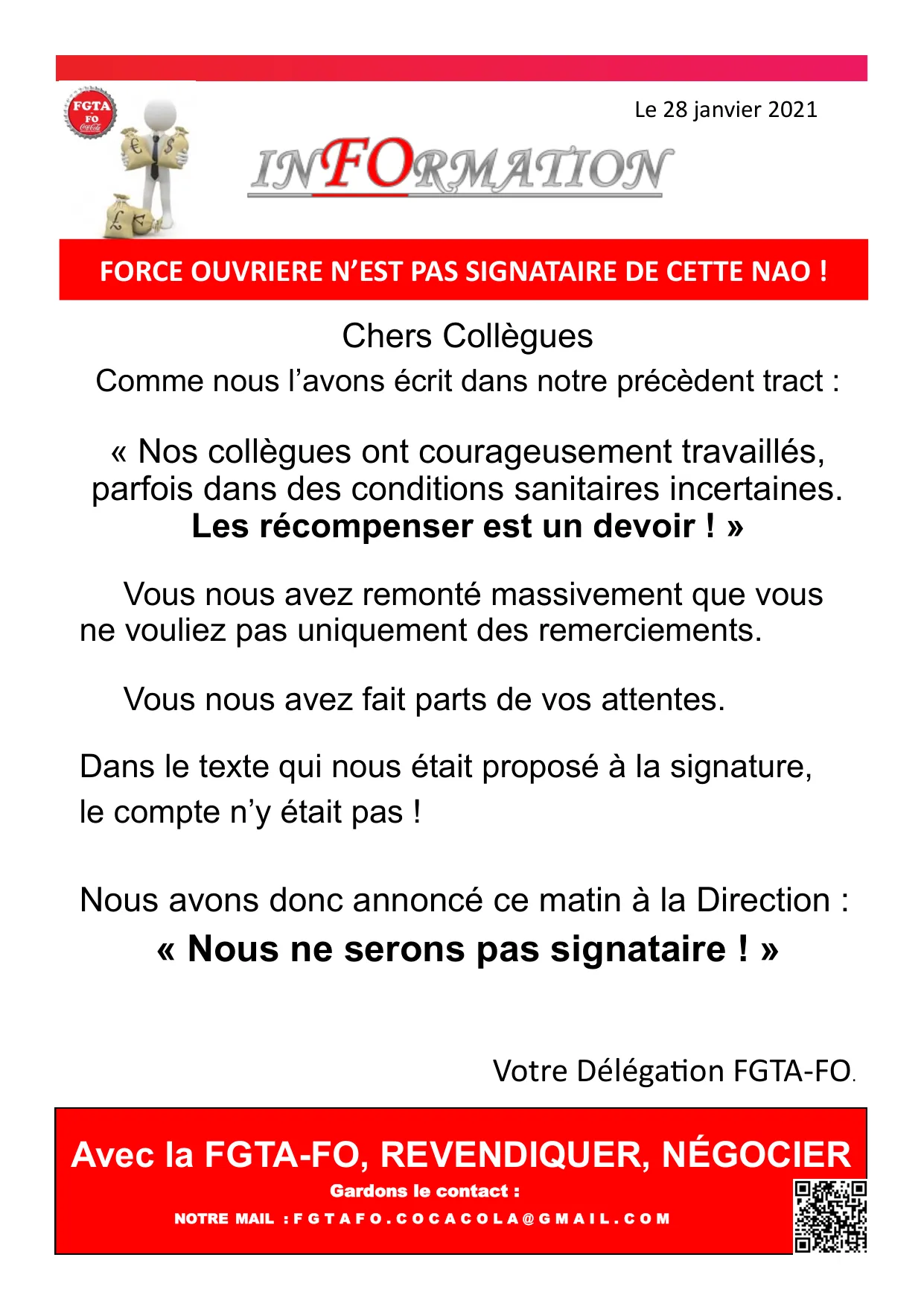 NAO 2021 : FO Non Signataire !