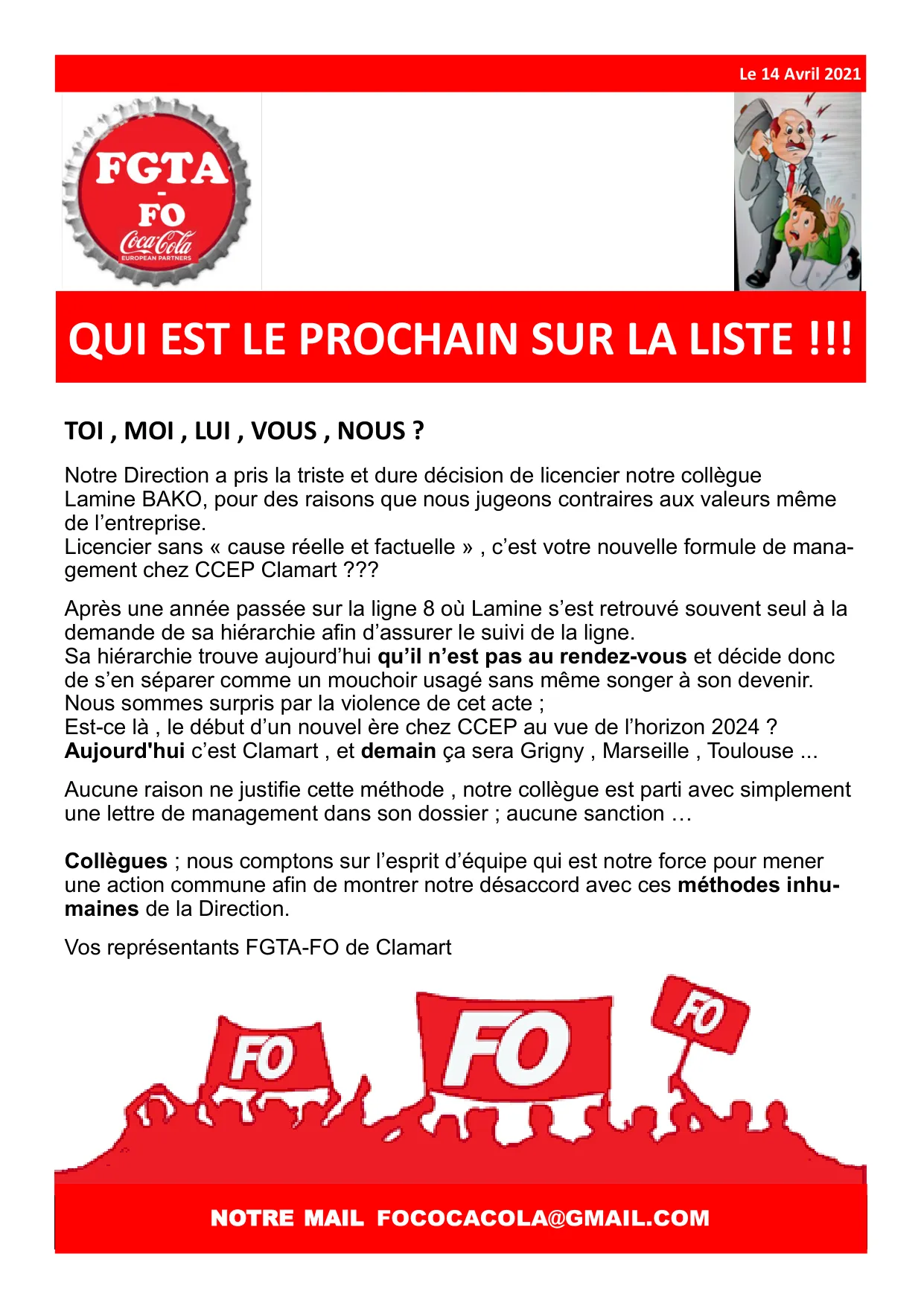 Soutien à notre collègue Lamine BAKO : Stop aux licenciements abusifs !