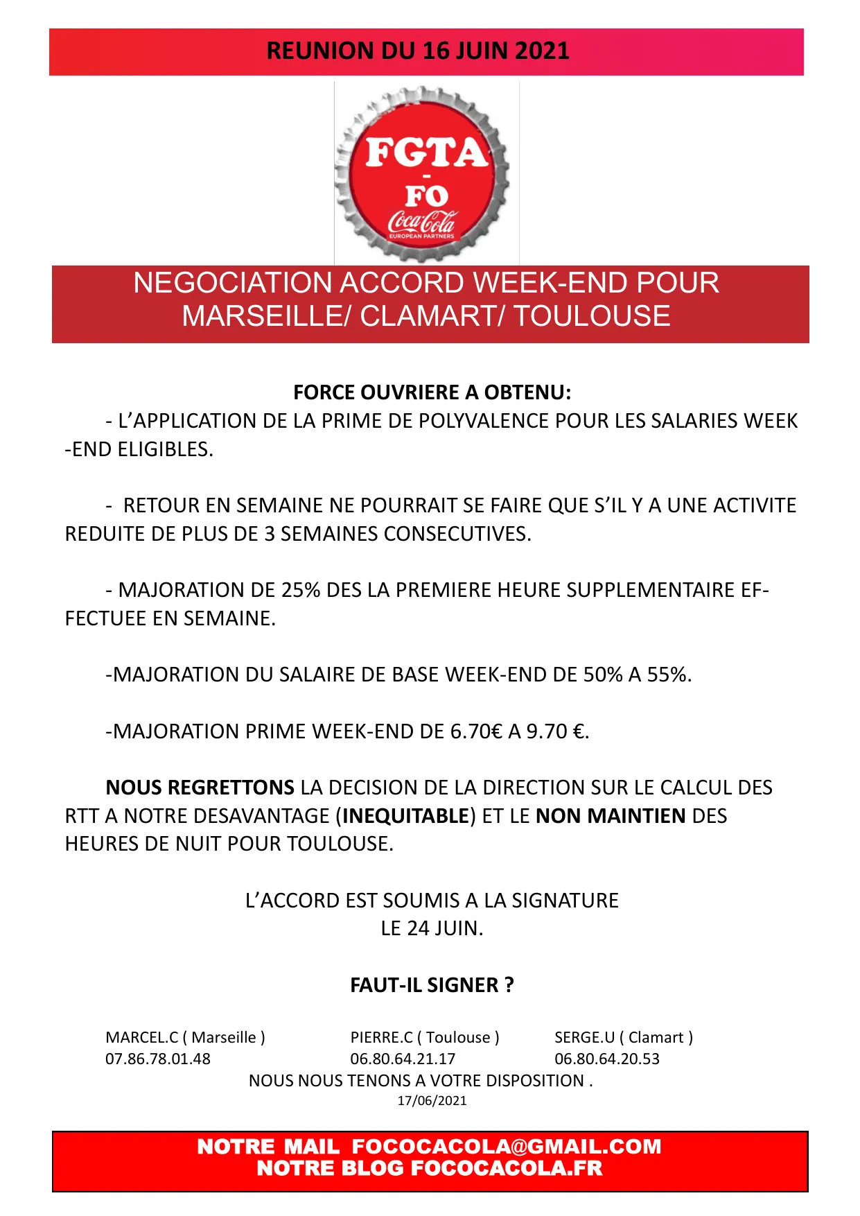 Négociation Accord Week-end : FO obtient des avancées !