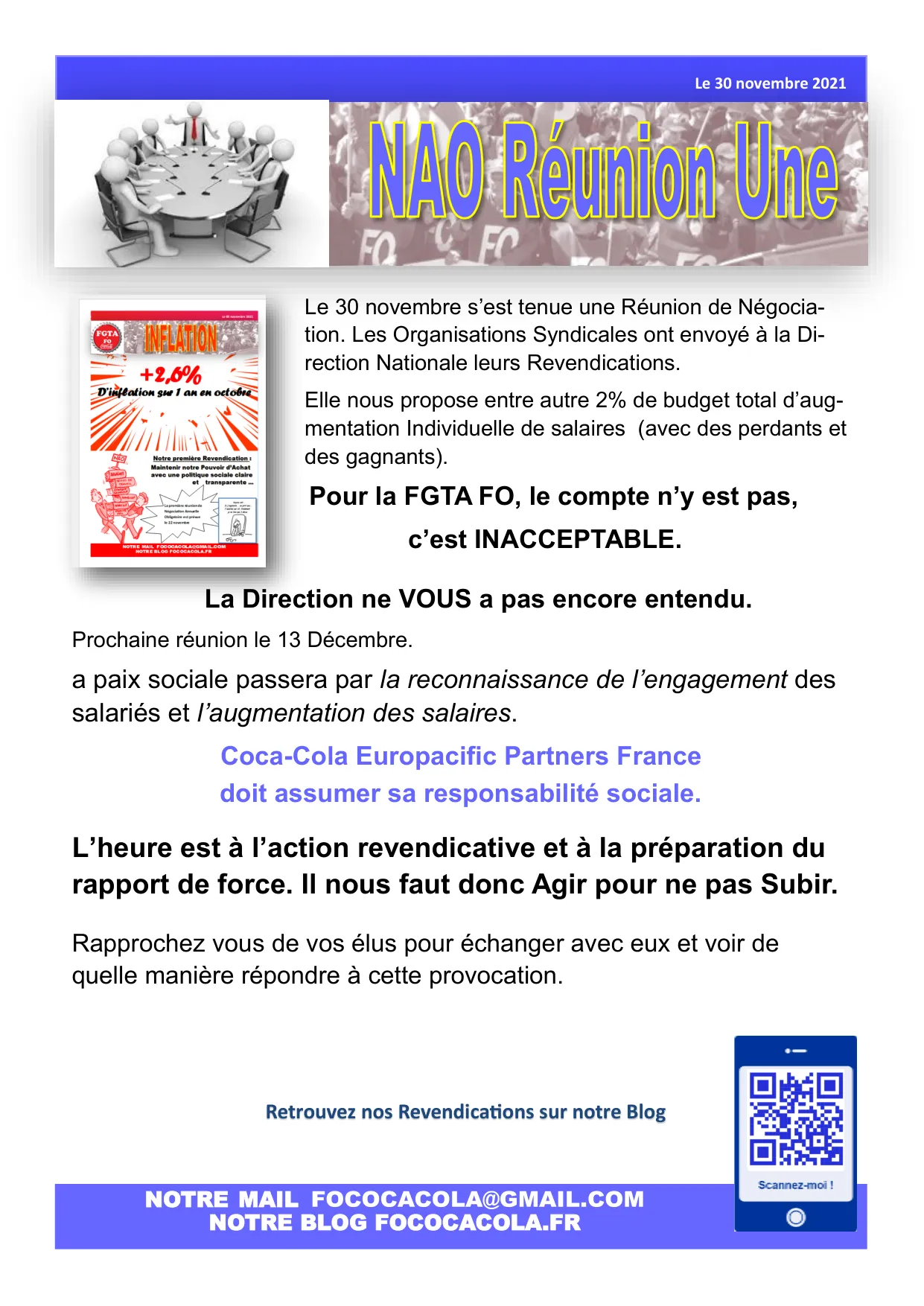 Inacceptable : Augmentation salariale insuffisante face à l&rsquo;inflation !