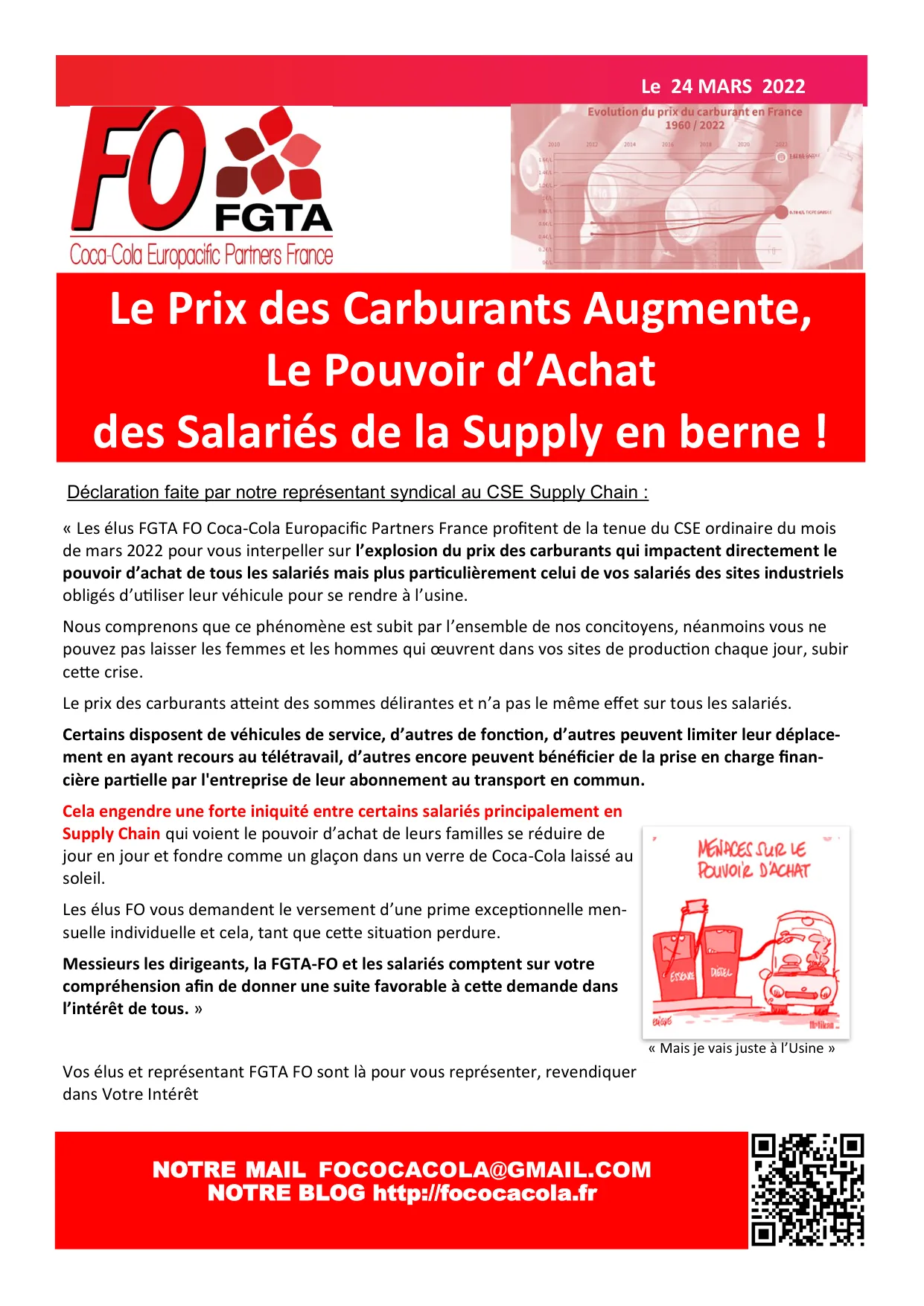 Pouvoir d&rsquo;achat Supply Chain : FO exige une prime carburant !
