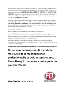 Pouvoir d&rsquo;achat et conditions de travail : FO alerte !