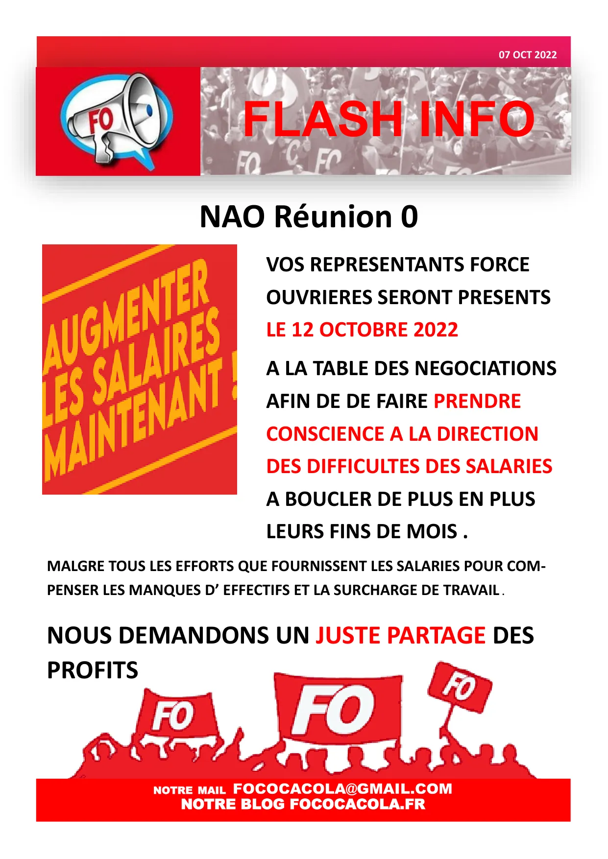 Inflation : FO à la table des négociations