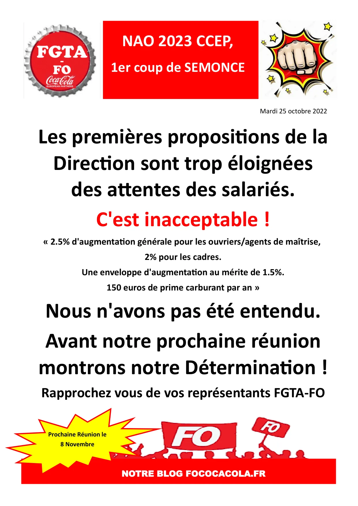 NAO 2023 : Premières propositions inacceptables !