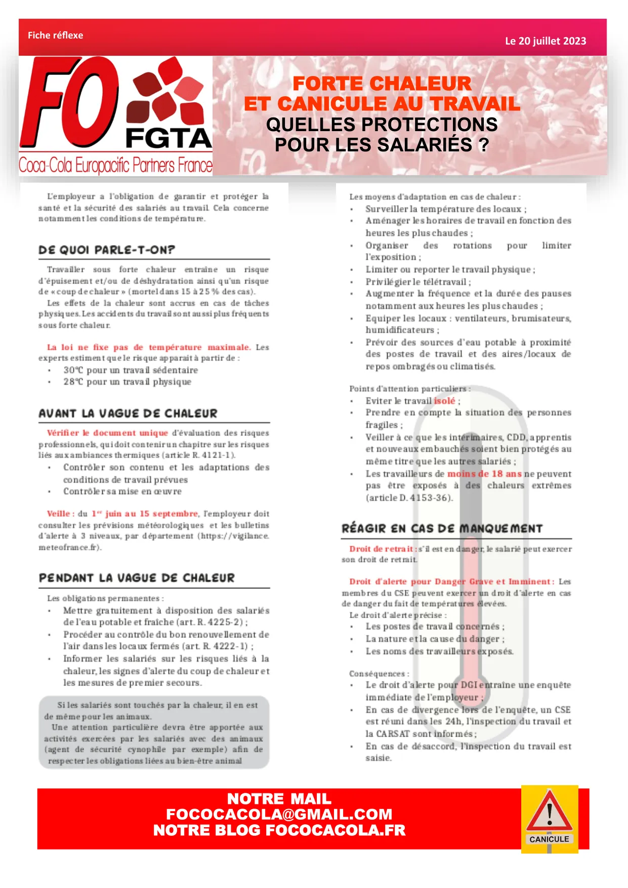 Forte chaleur et inflation : Protéger les salariés
