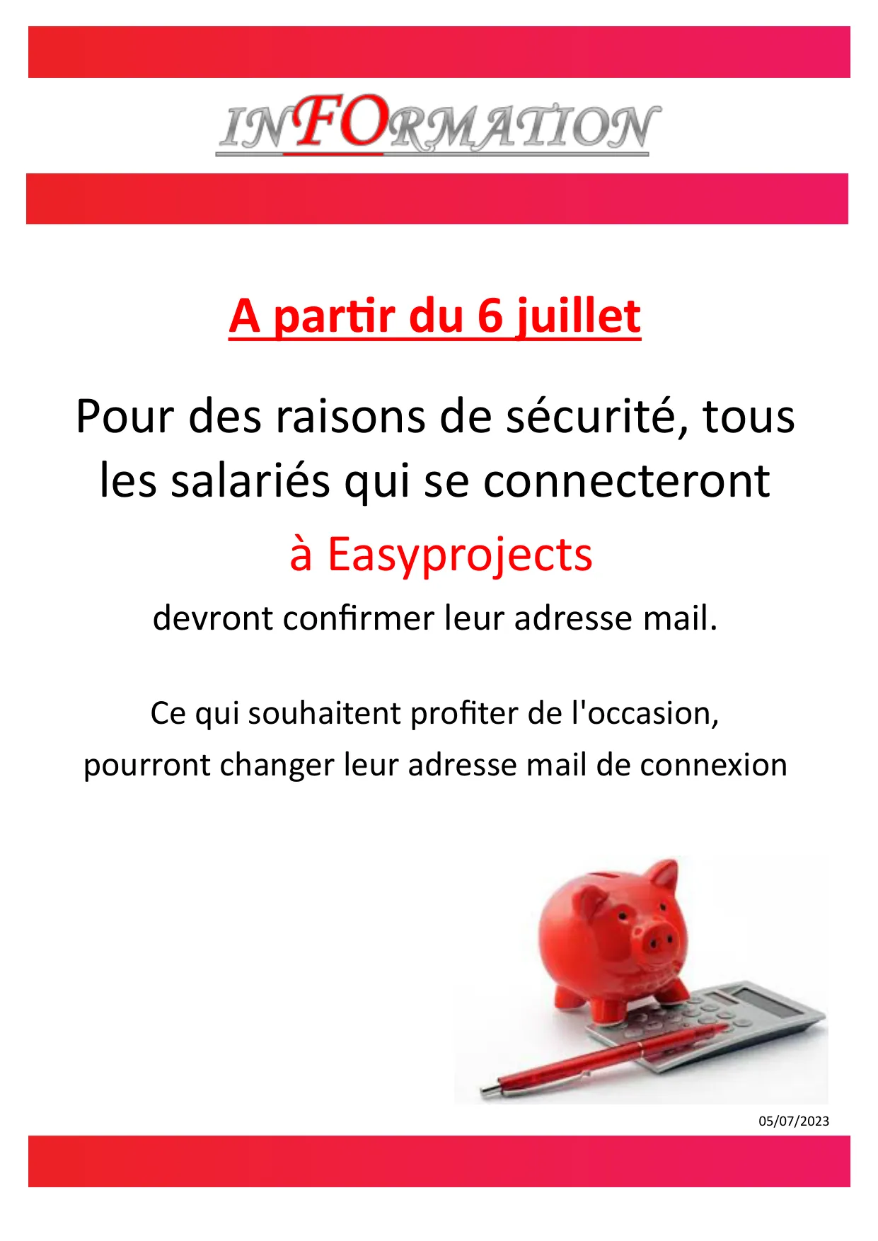 Sécurisation des accès Easyprojects : Confirmation d&rsquo;adresse mail obligatoire