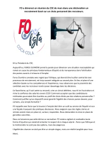 Dénonciation FO : Recrutement biaisé chez CCEP