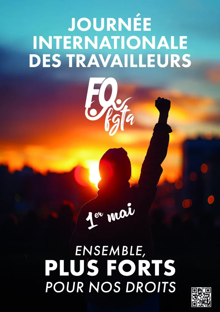 Affiche FO Coca-Cola 1er mai : Ensemble plus forts pour nos droits.