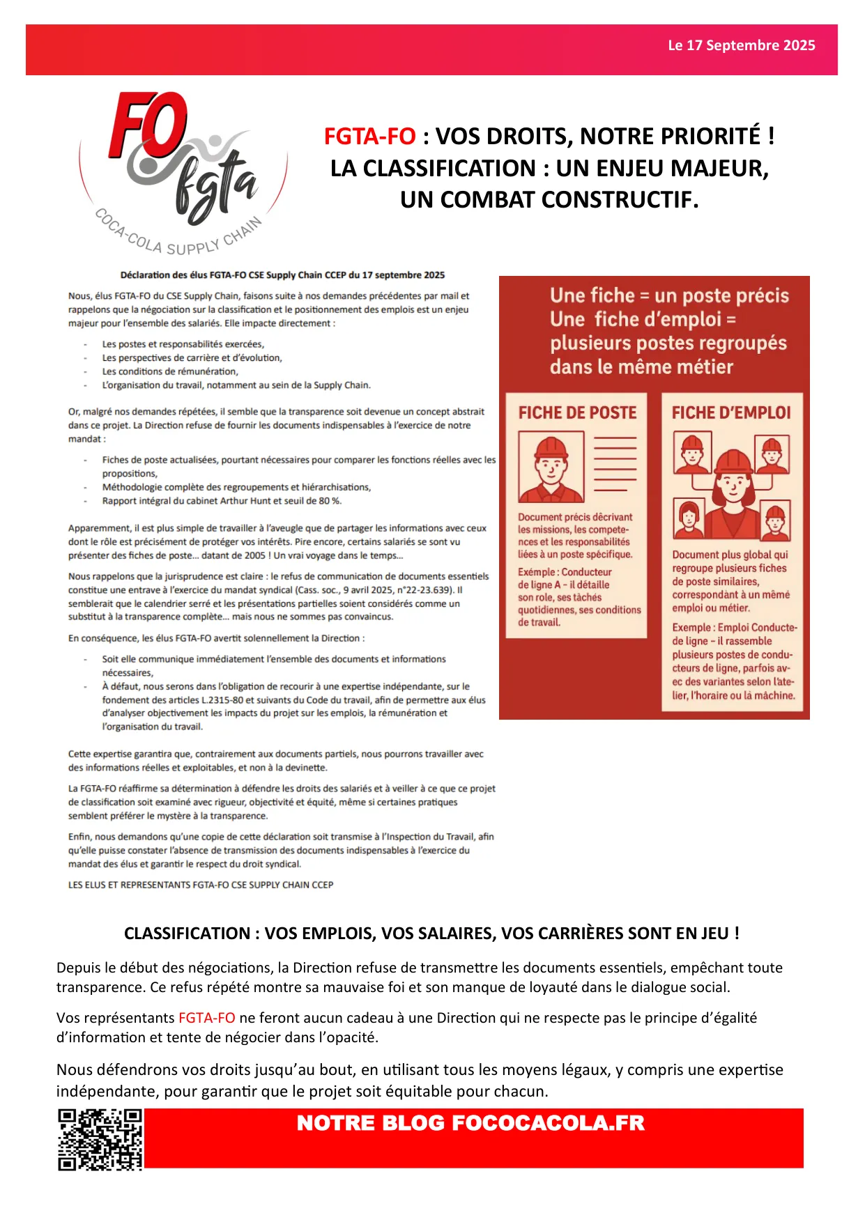 Classifications : FO se bat pour vos droits !
