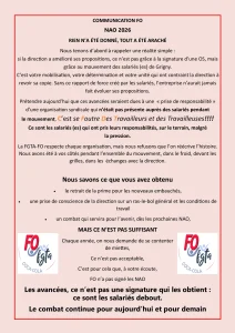 NAO 2026 : FO n&rsquo;a pas signé, le combat continue !