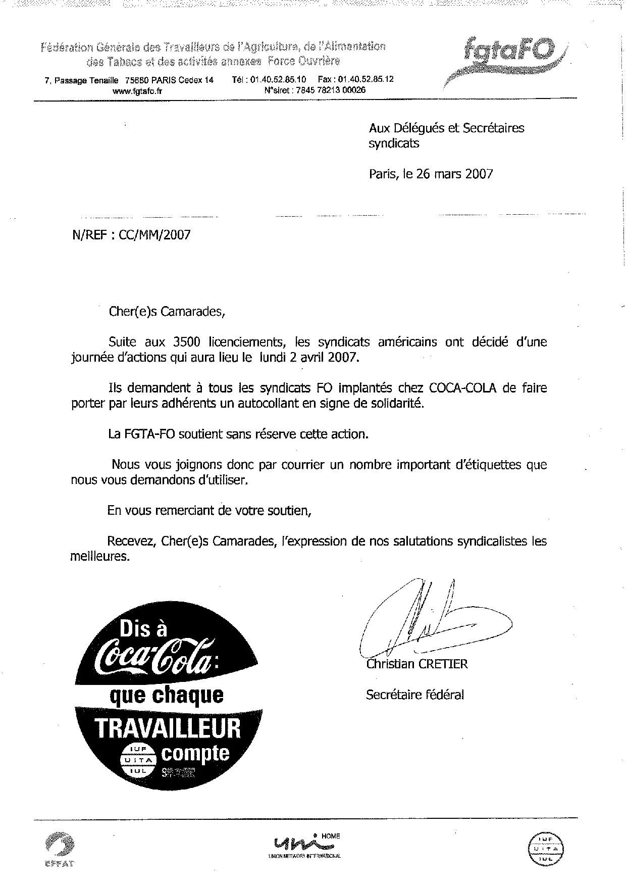 Solidarité Internationale : Soutien aux Salariés de Coca-Cola face aux Licenciements