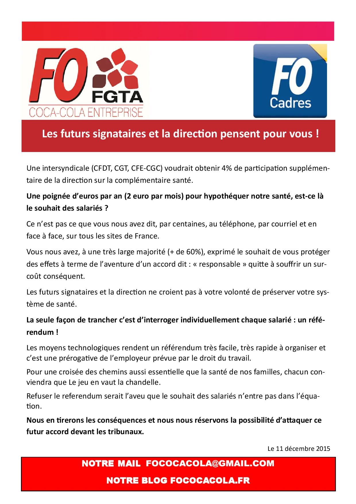 Santé des salariés : FO réclame un référendum face à un accord contesté