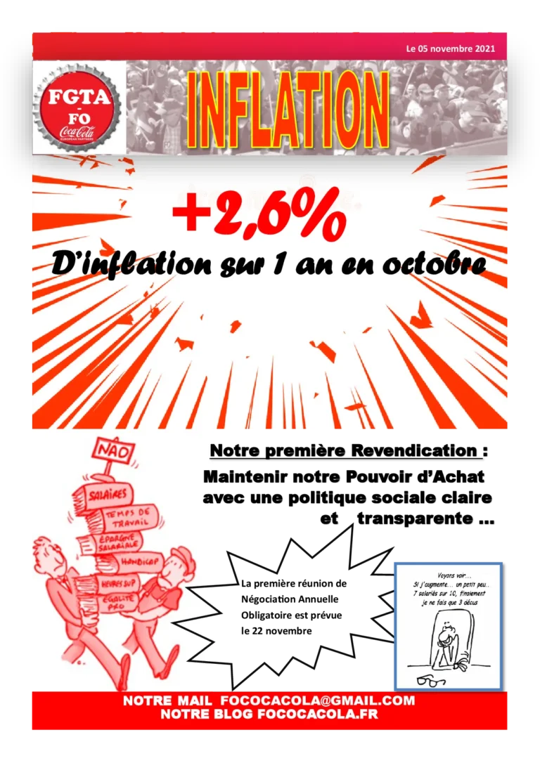 FO revendique le maintien du pouvoir d'achat face à l'inflation 2021.