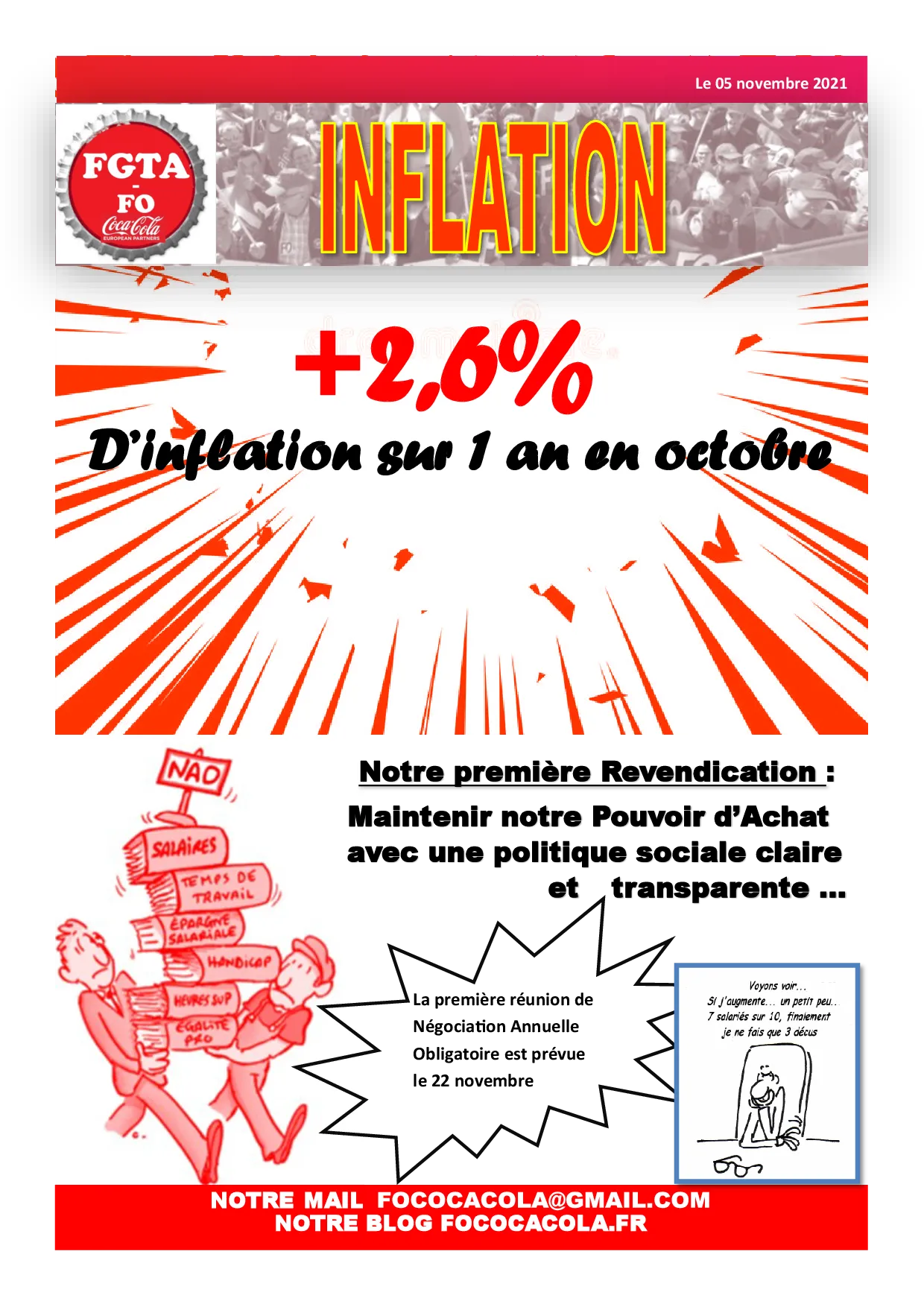 Inflation et NAO 2021 : FO Revendique le Maintien du Pouvoir d&rsquo;Achat