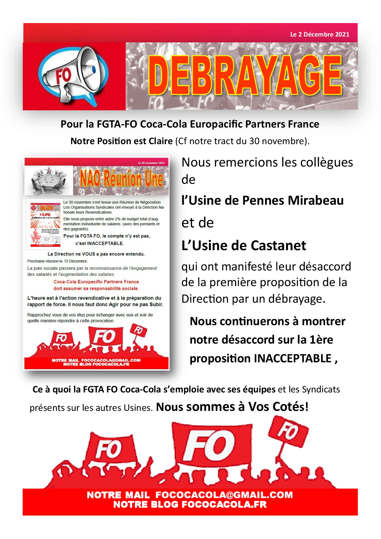 NAO Coca-Cola : FO dit NON à une proposition inacceptable !