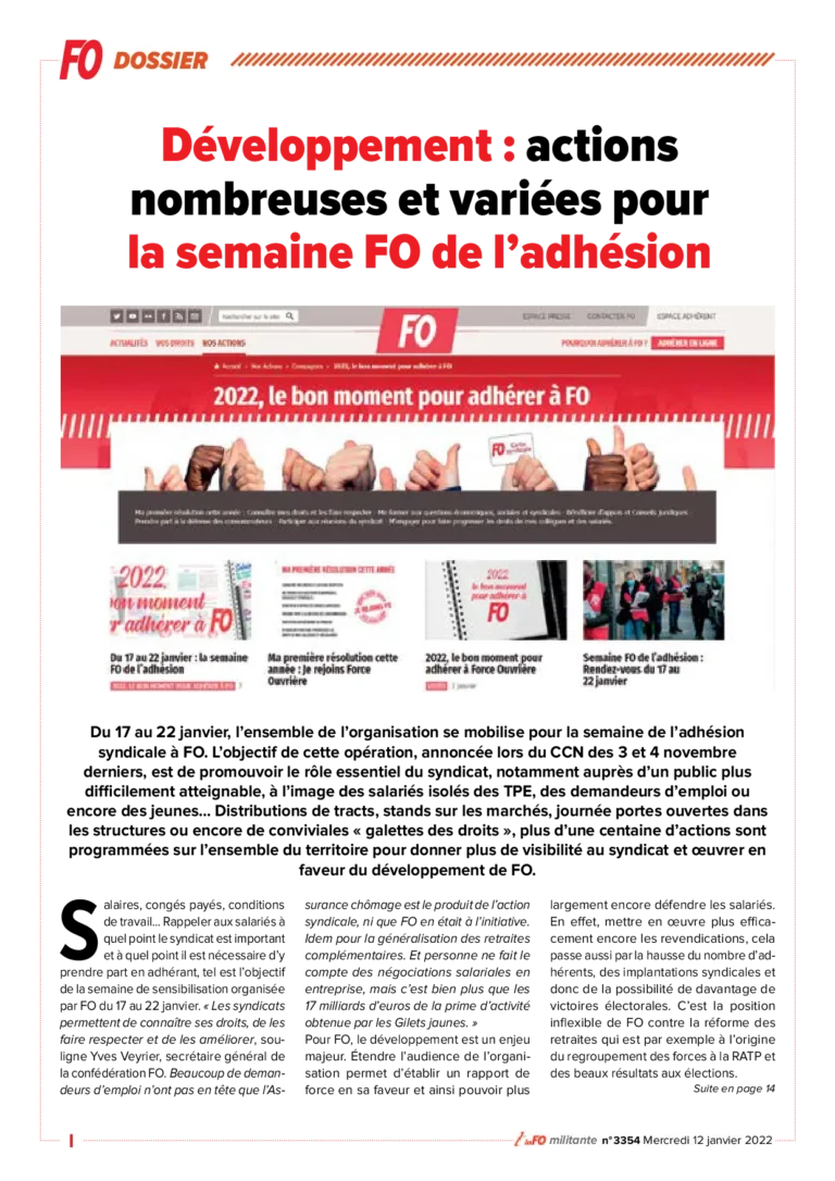 Visuel de la Semaine FO de l'adhésion pour défendre vos droits.