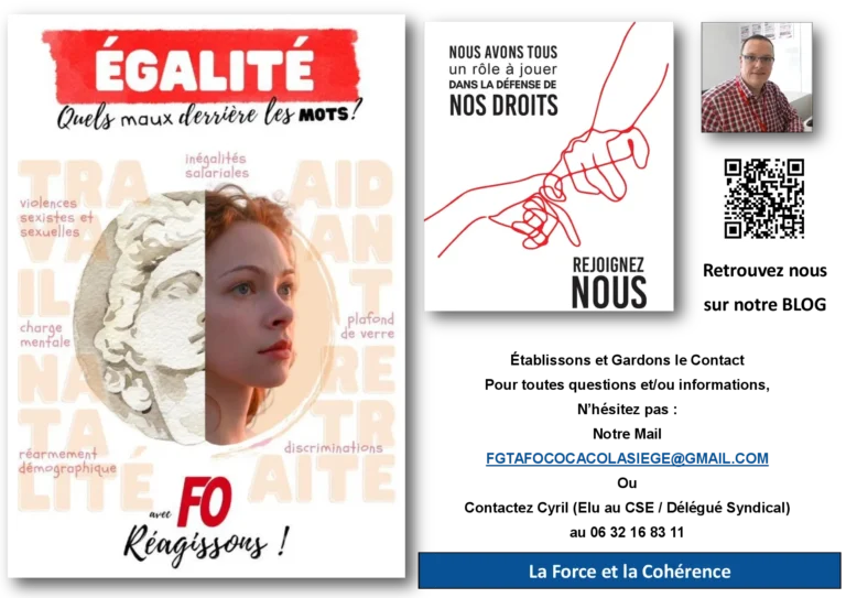FO Coca-Cola s'engage pour l'égalité et la défense des droits.