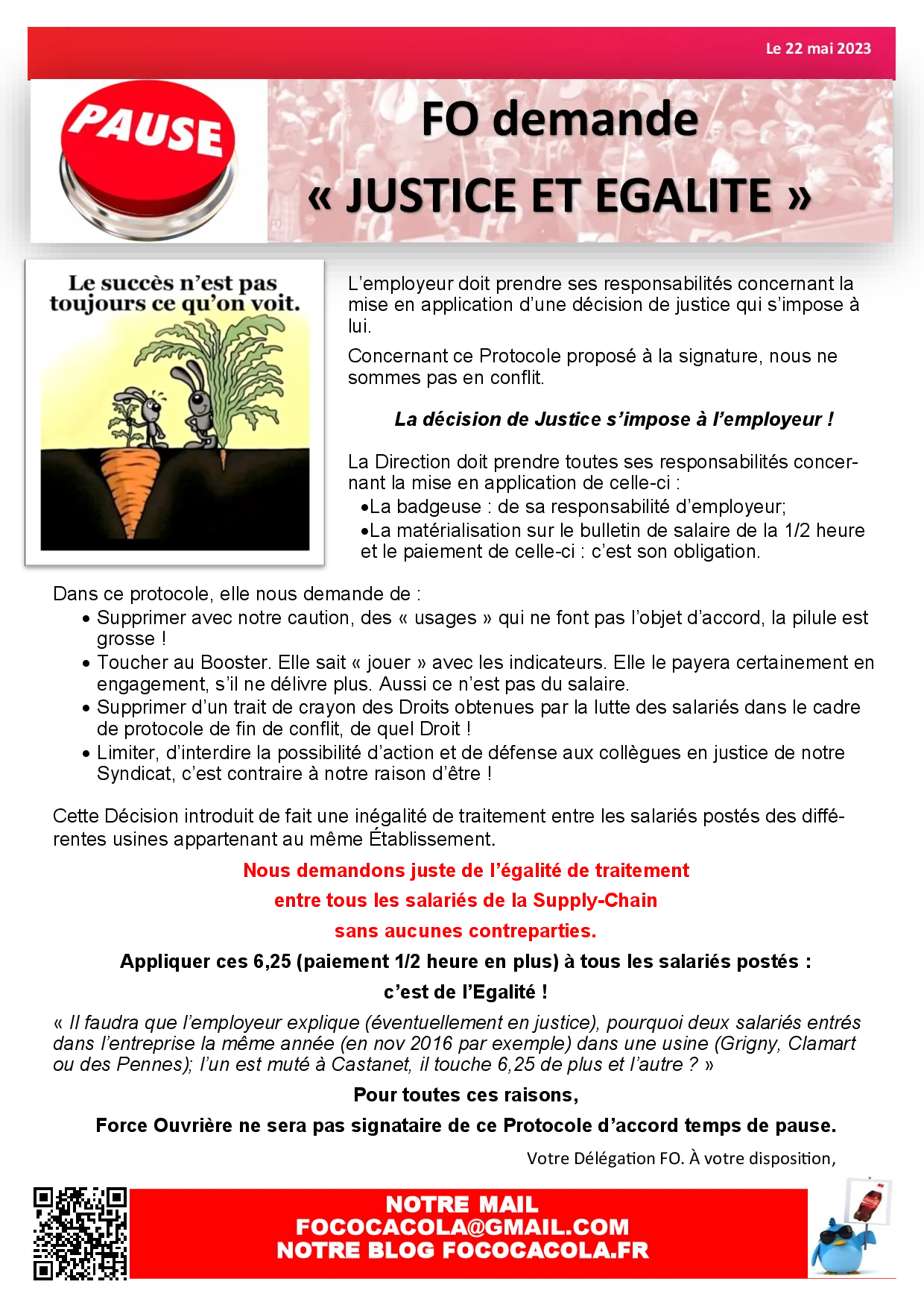 FO exige Justice et Égalité sur le Temps de Pause