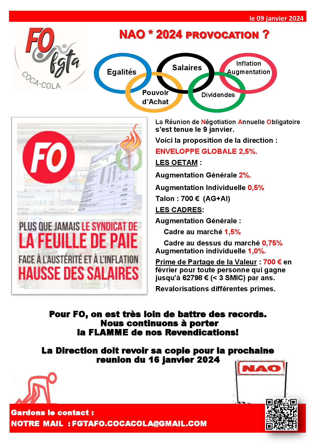 NAO 2024 : La proposition de la Direction, une provocation pour FO !