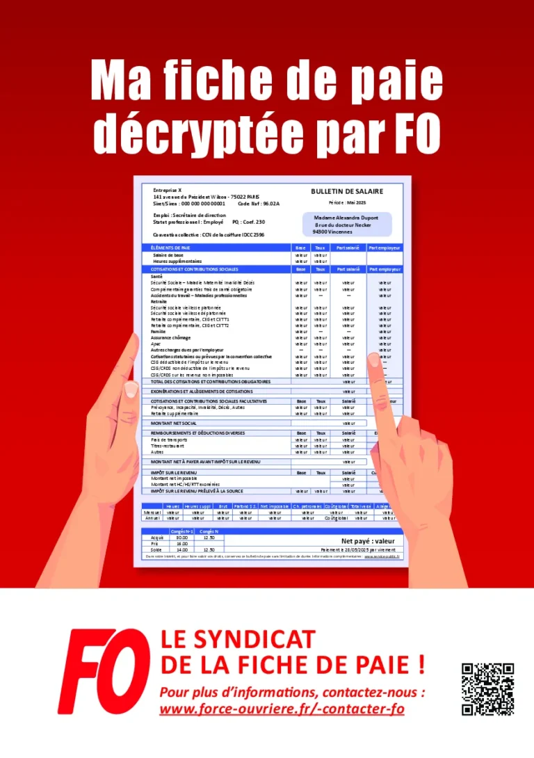 Guide FO pour comprendre sa fiche de paie et ses droits.