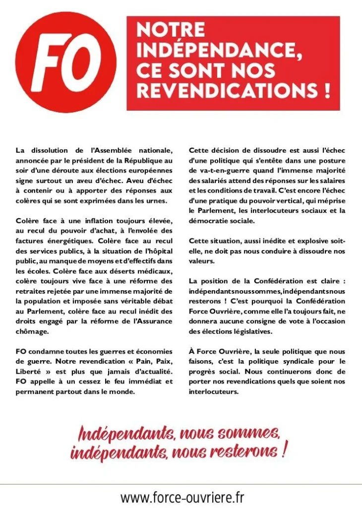 Cahier de revendications FO pour les salariés Coca-Cola.
