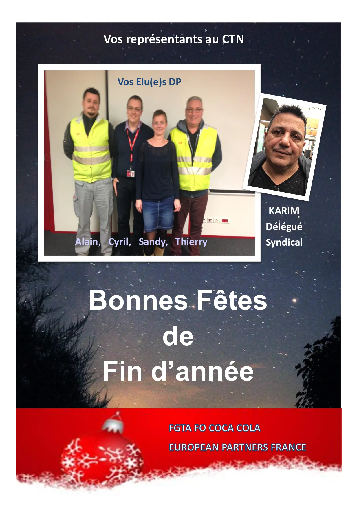 Vos représentants FO CTN : Bonnes Fêtes et Contact