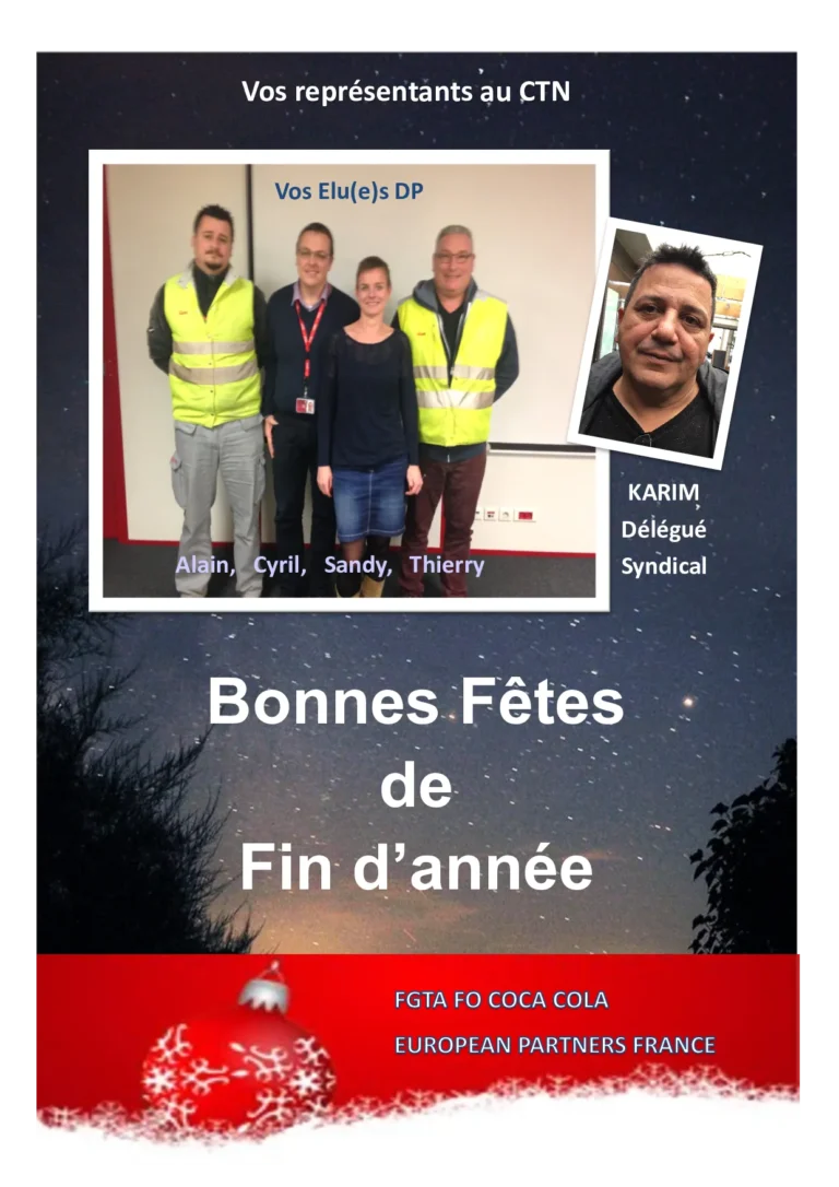 Informations des représentants FO CTN : vœux et coordonnées.